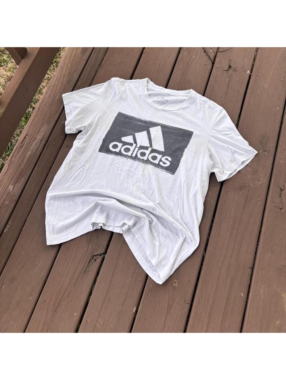 Adidas Graphic Logo T-Shirt White Gray – Men’s Large Amplifier Tee 20x27
